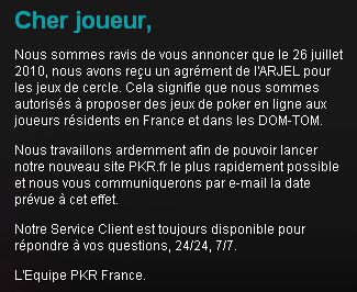Annonce sur la page d'accueil du site pkr.fr Annonce sur la page d'accueil du site pkr.fr