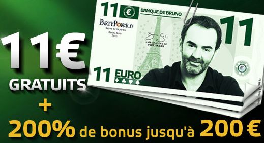 PartyPoker.fr et son billet de 11€ de bonus gratuit